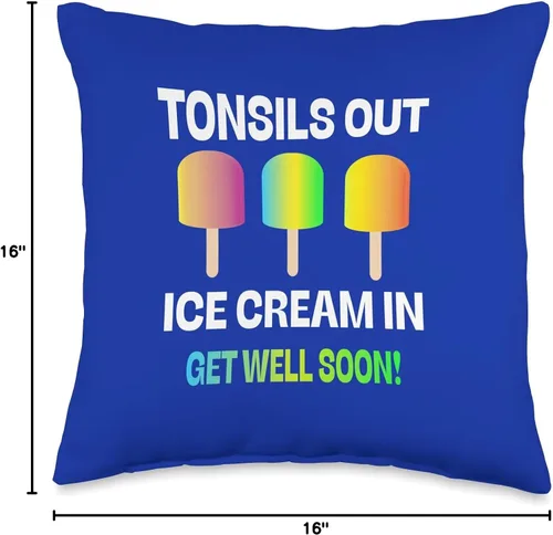 Vista 4 de DesignsByKelley Best Wishes Fast Recovery Gifts Amígdalas Out Ice Cream in Get Well Kids Surgery Recovery - Almohada de regalo, 16 x 16 pulgadas