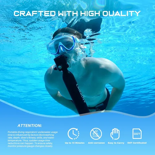 Vista 2 de Mini Scuba Tank,Portable Diving Tank,0.5l Lung Tank for Snorkeling Diving, Reusable Scuba Diving Kit Gear Underwater Breathing Training, Emergency