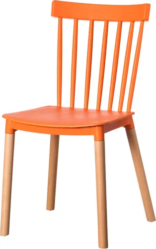 Vista 13 de Fabulaxe Silla de comedor de plástico moderna diseño Windsor con patas de madera de haya, color blanco juego de 2
