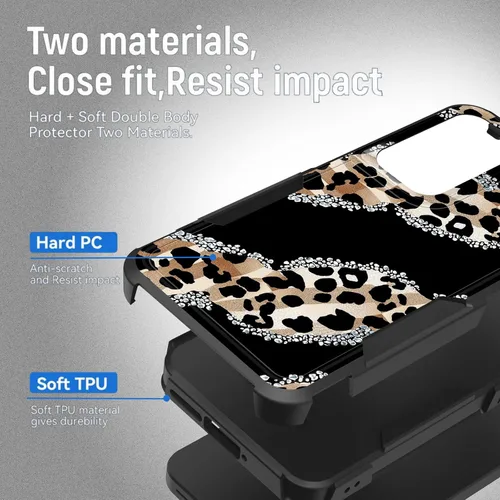 Vista 728 de Funda para Galaxy A14 5G, resistente de doble capa híbrida de policarbonato duro, goma suave, a prueba de golpes, funda protectora resistente