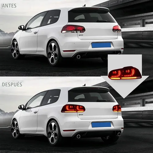 Vista 5 de VLAND Conjunto de luces traseras para Golf 6 2010-2014, lámparas traseras con DRL, luz trasera con luces antiniebla y señal de giro secuencial