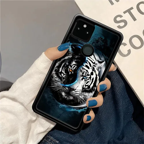 Vista 1378 de Compatible con Google Pixel 4A 5G Mobile Case Creative Acrylic Panel trasero Silicona Protección Grip especialmente diseñado para Google Pixel 4A 5G