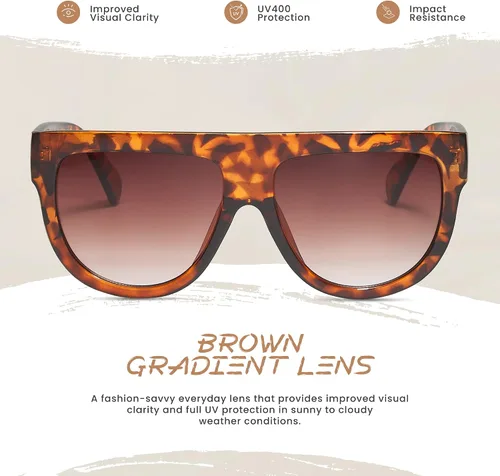 Vista 50 de Gafas de sol de gran tamaño con parte superior plana para mujer, diseño cuadrado grande, retro, gafas de sol
