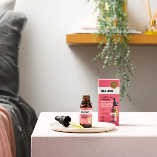 Vista 7 de Essano Aceite de rosa mosqueta orgánico prensado en frío, cuidado de la piel y cuidado corporal con vitamina E, polifenoles, aceite facial