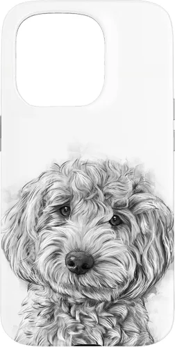 Vista 14 de iPhone 12/12 Pro Golden Doodle Retrato lindo perro ilustración caso de regalo