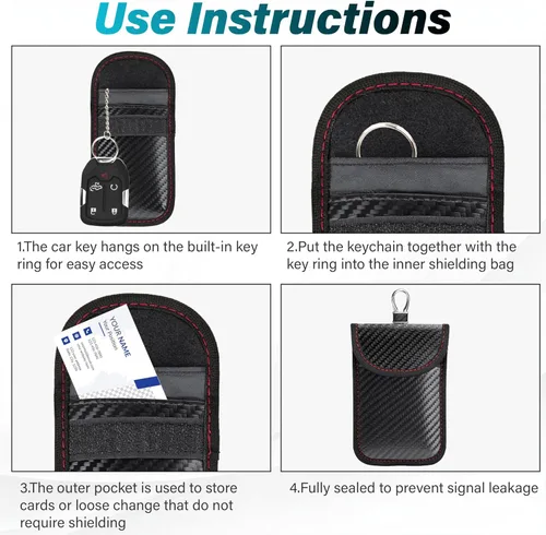 Vista 7 de BFXM Faraday - 2 bolsas para llaves de automóvil, bolsa de bloqueo de señal RFID, protector antirrobo, funda bloqueadora de señal de teléfono