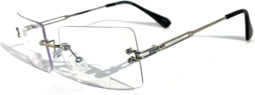 Vista 5 de Gafas de lectura bifocales con bloqueo antiazul de metal para hombre, diseño rectangular, a la moda, transparente, protección UV