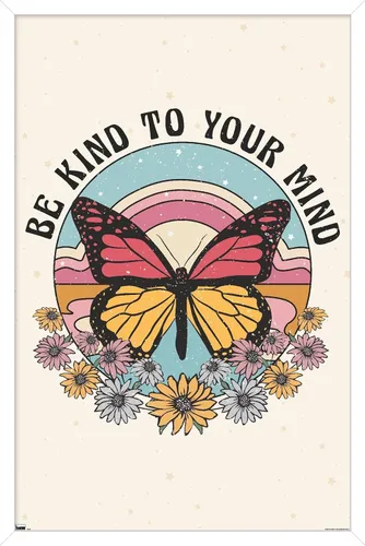 Vista 15 de Trends International Póster de pared Be Kind to Your Mind, 14.725 x 22.375 pulgadas, versión enmarcada de madera de granero