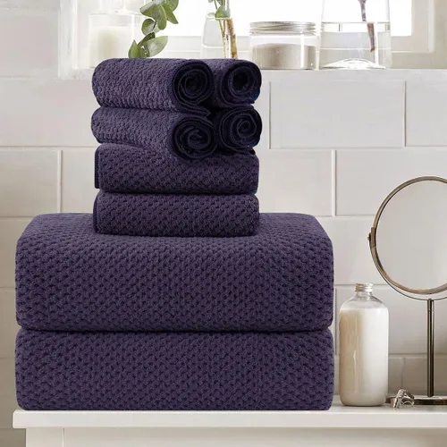 Vista 15 de Juego de 8 toallas de baño grandes negras para la familia, 2 toallas de baño de gran tamaño, 2 toallas de mano, 4 toallas pequeñas, 600GSM, suaves