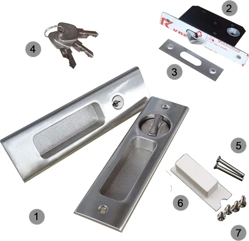 Vista 4 de CCJH Cerradura de puerta corredera invisible empotrable con llaves para puerta de bolsillo, puerta de madera de granero, accesorios para muebles