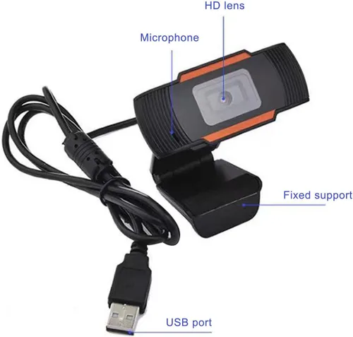 Vista 4 de Cámara web HD de 480P con micrófono, gran angular de 110°, para videoconferencias, grabación de videollamadas, cámara web de PC USB para PC, cámaras