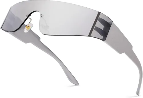 Vista 6 de SCVGVER Gafas de sol futuristas de moda sin montura para mujeres y hombres Cyberpunk visera gafas de sol deportivas gafas de moda