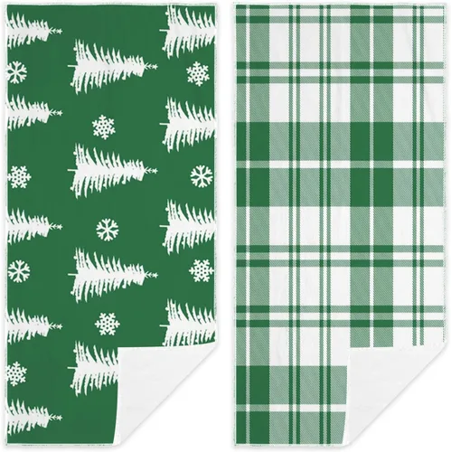 Vista 16 de Juego de 2 toallas de mano para árbol de Navidad, color blanco y negro, juego de 2 toallas de baño absorbentes de copos de nieve, toallas