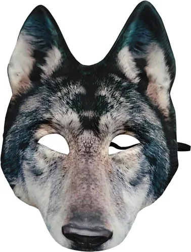 Vista 7 de 1 máscara de lobo para Halloween, media cara, máscara de lobo para Halloween, Navidad, carnaval, cosplay, accesorios de disfraz Marrón