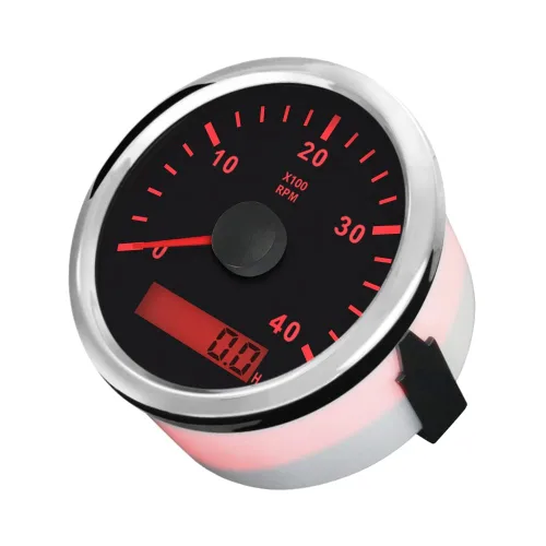 Vista 3 de ELING Tacómetro diesel universal RPM REV contador con contador de horas 4000RPM 3.346 in 12V 24V con retroiluminación