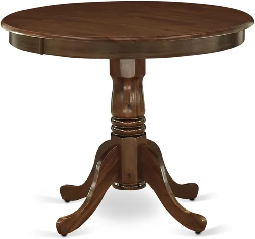 Vista 3 de East West Furniture ANAB3-AWA-05 - Juego de mesa de comedor moderno de 3 piezas, incluye una mesa de cocina redonda con pedestal y 2 sillas