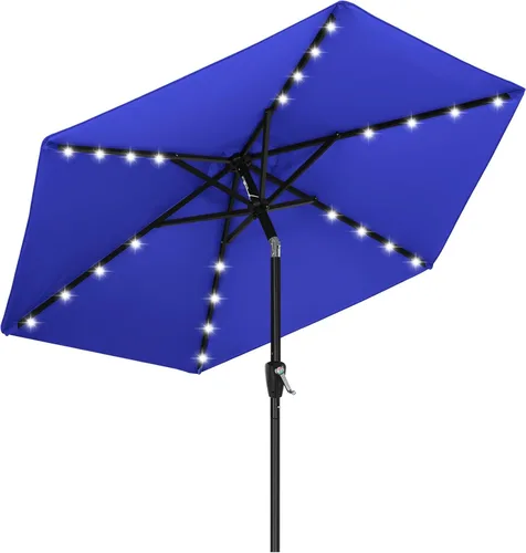 Vista 52 de ABCCANOPY Sombrillas solares duraderas para patio con 24 luces LED de 7.5 pies con 6 varillas resistentes (borgoña)