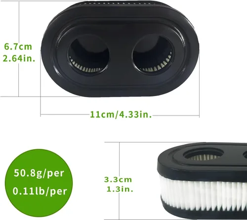 Vista 2 de 593260 Filtro de aire para cortacésped, 798452 334404 Filtro de aire de repuesto compatible con motor de serie Toro 550E 500EX 550EX 625 575EX 4247
