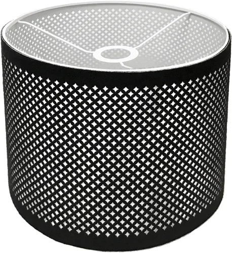 Vista 2 de Royal Designs, Inc. Do It Yourself Drum Hardback Lamp Shade with Stencil Design, UNO Drop Fitter, HB-644U-8BLK-2, Black, 8 x 8 x 8, Pack of 2 Black