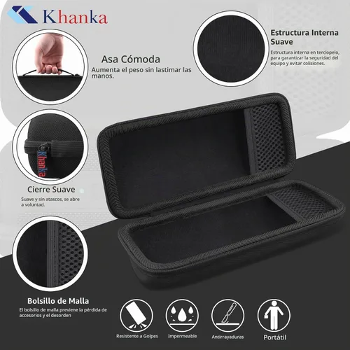 Vista 3 de khanka Estuche rígido de viaje para altavoz Bluetooth portátil Ortizan IPX7 Negro