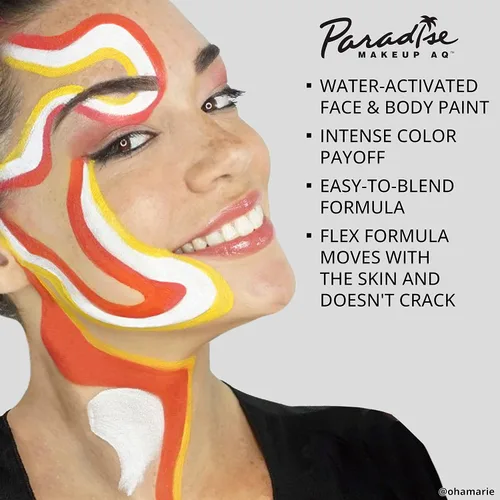 Vista 4 de Mehron Makeup Paradise Makeup AQ - Tamaño de recambio Escenario y Cine, pintura facial y corporal, belleza, cosplay, Halloween, pintura facial