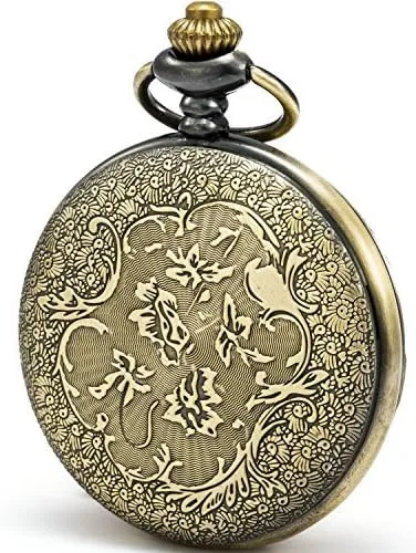 Vista 2 de SEWOR Reloj de bolsillo de cuarzo Shell Dial lupa caso con dos tipos de cadena cuerometal