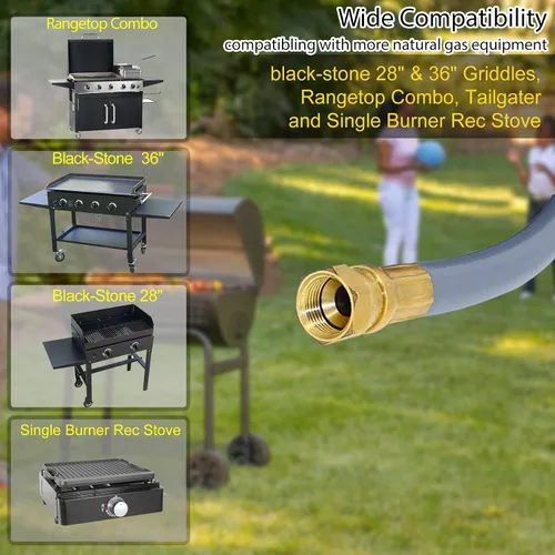 Vista 2 de 5249 Kit de conversión de propano a gas natural, compatible con parrillas Black-Stone de 28" y 36", combo de estufa, Tailgater y estufa recreativa