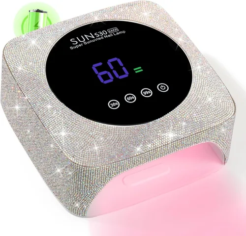 Vista 9 de Lámpara de uñas LED UV inalámbrica de 96 W, luz UV recargable para uñas de gel con 3 ajustes de temporizador, secador de uñas profesional de secado