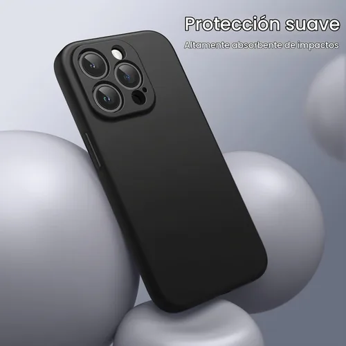 Vista 5 de JETech Funda magnética de silicona para iPhone 14 Pro, color negro