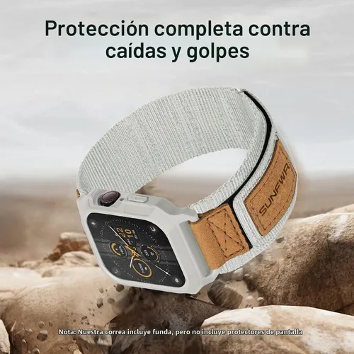 Vista 5 de SUNFWR - Correas compatibles con Apple Watch de 44 mm y 45 mm con estuche, correa deportiva resistente para Apple Watch con cubierta protectora