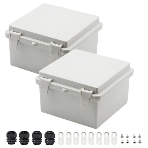 Vista 16 de Zulkit - Caja de conexiones plástico ABS impermeable IP65 - Cajas eléctricas con carcasa con bisagras para exteriores universales - Recinto