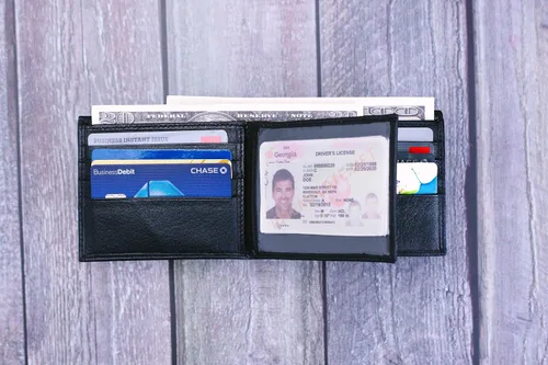 Vista 4 de Billetera para hombre de piel auténtica RFID bloqueo de señal bifold multitarjeta monedero monedero