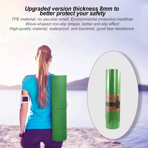 Vista 6 de Yoga Mat 1/3" (8mm) Thick Non-Slip, Women Men Fitness & Exercise Mat, 72"Lx24"W Eco-Friendly TPE Workout Mat with Carrying Strap for Yoga, Pilates