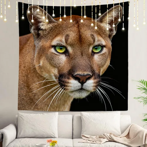 Vista 35 de Shrahala Brown Golden Tapestry, Lion Wall Hanging Hd Print Polyester Backdrop For Dorm Room Bedroom 30 X 40 In