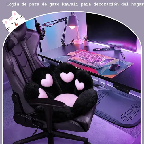 Vista 6 de DOBUONO Cojín Kawaii de pata de gato, cojín para silla de oficina, cómodo cojín de felpa para silla de juegos, cojín de asiento Kawaii para niña