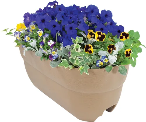 Vista 15 de Emsco Group Bloomers - Maceta de barandilla con agujeros de drenaje, maceta de resina resistente a la intemperie de 24 pulgadas, marrón, plástico