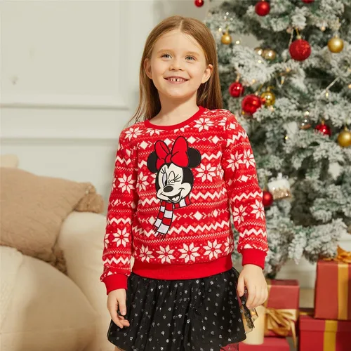 Vista 2 de Disney Sudaderas navideñas a juego para la familia, para niños y niñas, divertidas sudaderas navideñas de Minnie Mickey para la nieve