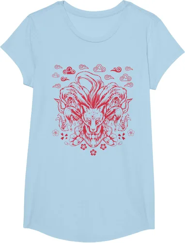Vista 13 de Camiseta de anime japonés Nine Tails Fox Kitsune, Negro
