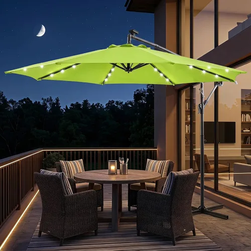 Vista 9 de LAUSAINT HOME Sombrilla de patio con desplazamiento LED de 10 pies, sombra Verde