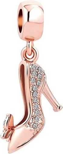 Vista 3 de KunBead Colgantes de cristal de oficina chapados en oro rosa para zapatos de tacón alto compatibles con pulseras Pandora, Cobre, No es una piedra