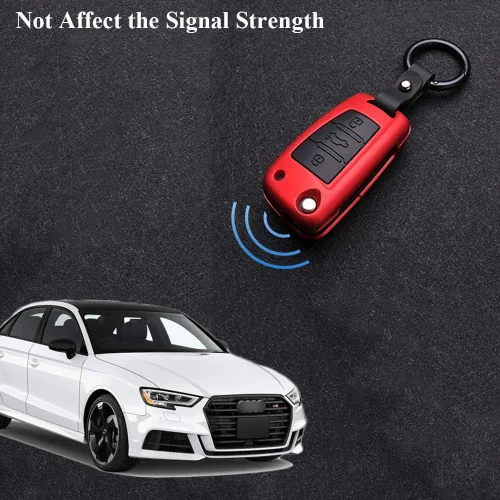 Vista 5 de SANRILY para Audi A3 Funda para Llavero 2017 2018, Fibra de carbono patrón rojo (Carbon Fiber Pattern-Red)