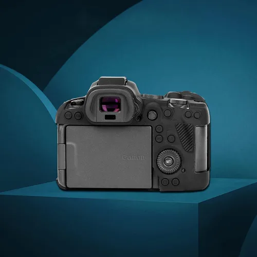 Vista 3 de Funda EOS R6, Rieibi Funda protectora de silicona para cámara Canon EOS R6 - Negro