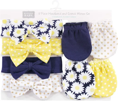Vista 67 de Hudson Baby Conjunto de diadema de algodón y manoplas para rascar para bebé