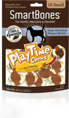 Vista 3 de SmartBones PlayTime - Masticables para perros sin cuero crudo, golosinas para perros hechas con pollo real, 10 unidades pequeñas