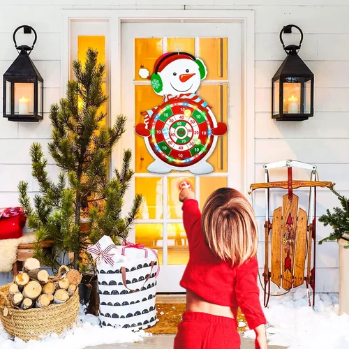 Vista 3 de Juegos de Navidad para Familias, Tablero de Dardos Iluminado para Niños y Adultos con 12 Bolas Adhesivas Juegos de Fiesta de Navidad