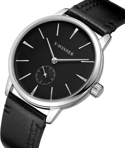 Vista 2 de FORSINING Reloj de pulsera mecánico de estilo deportivo analógico para hombre con correa de cuero