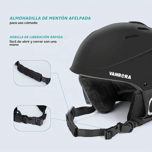 Vista 3 de VANRORA Juego de casco y gafas de esquí, casco de snowboard para hombres Casco Negro/Lente Gris Revo Azul Recubrimiento Gafas