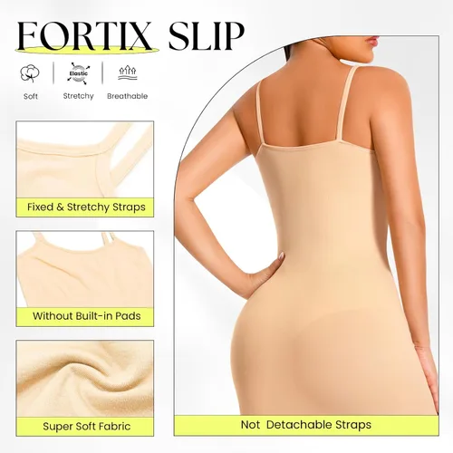 Vista 2 de Faja moldeadora para debajo de los vestidos, vestido con control de abdomen, moldeador de cuerpo, sin costuras, tirantes delgados, vestido camisola