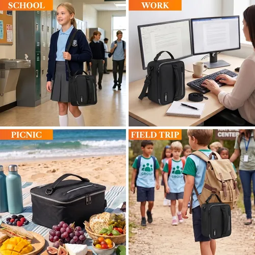 Vista 7 de OPUX lonchera térmica para hombres y mujeres, lonchera escolar para niños y niñas, compacta, para adultos, trabajo, oficina, a prueba de fugas, 4