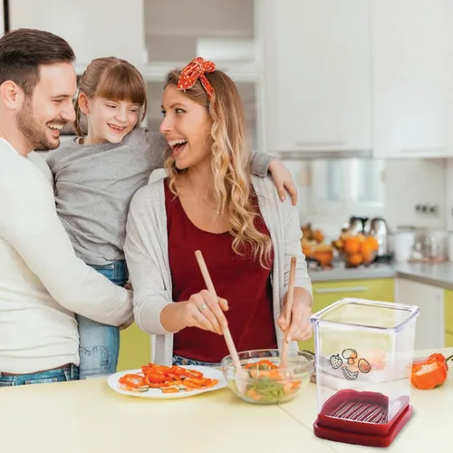 Vista 6 de Cortador y picador de frutas - Cortador de tazas para fresa, uva, plátano, champiñones, utensilios de cocina para frutas y verduras, herramienta